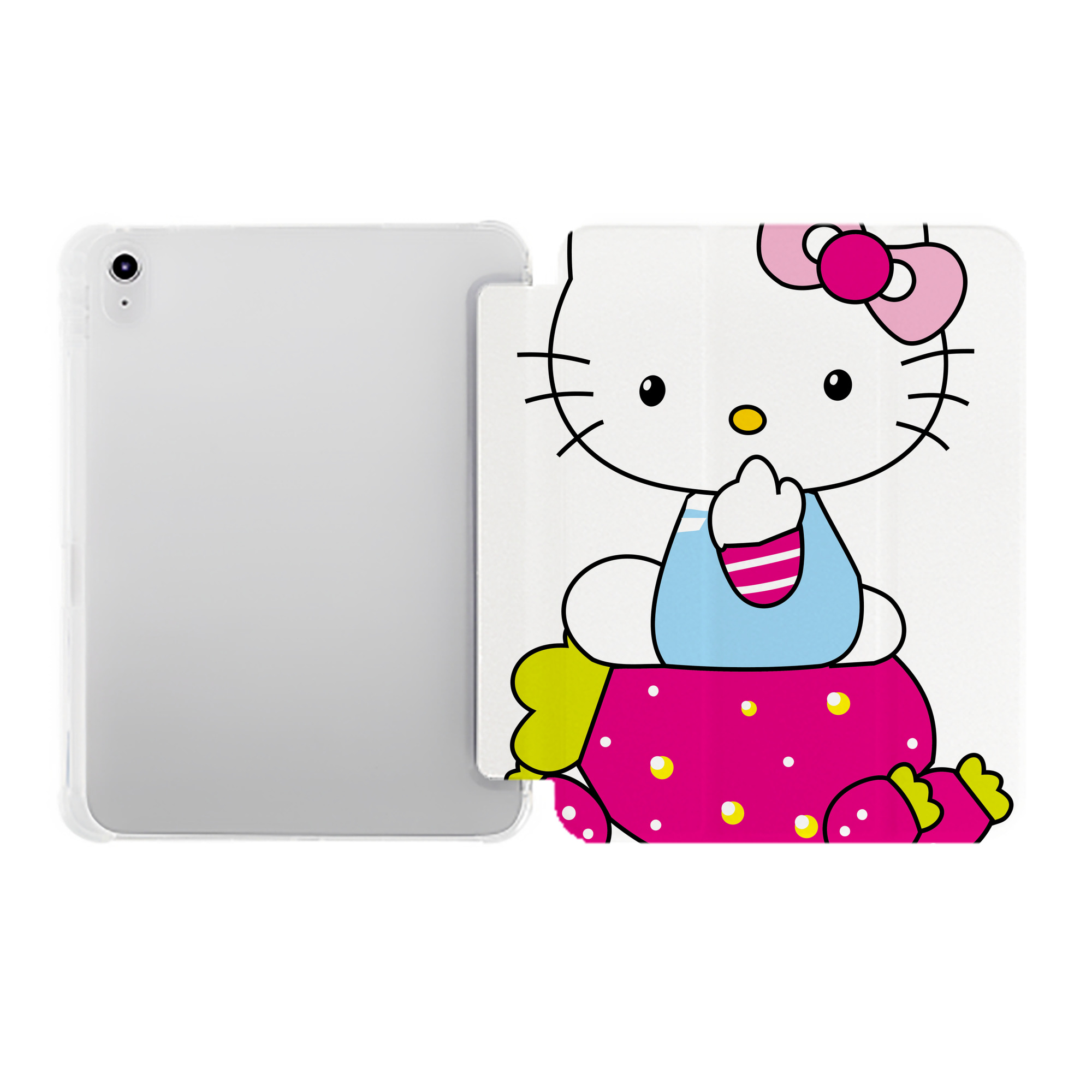（画像用） Hello Kitty ハローキティ IPad ケース ペン収納付き 三つ折りスタンド PUレザー×シリコン 対応機種9.5/10.5/10.9インチ